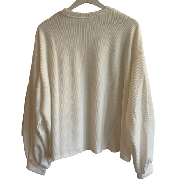 NWOT Silk & Salt Long Sleeve Ribbed Balloon Sleeve Pullover Top, One Size - Picture 4 of 6